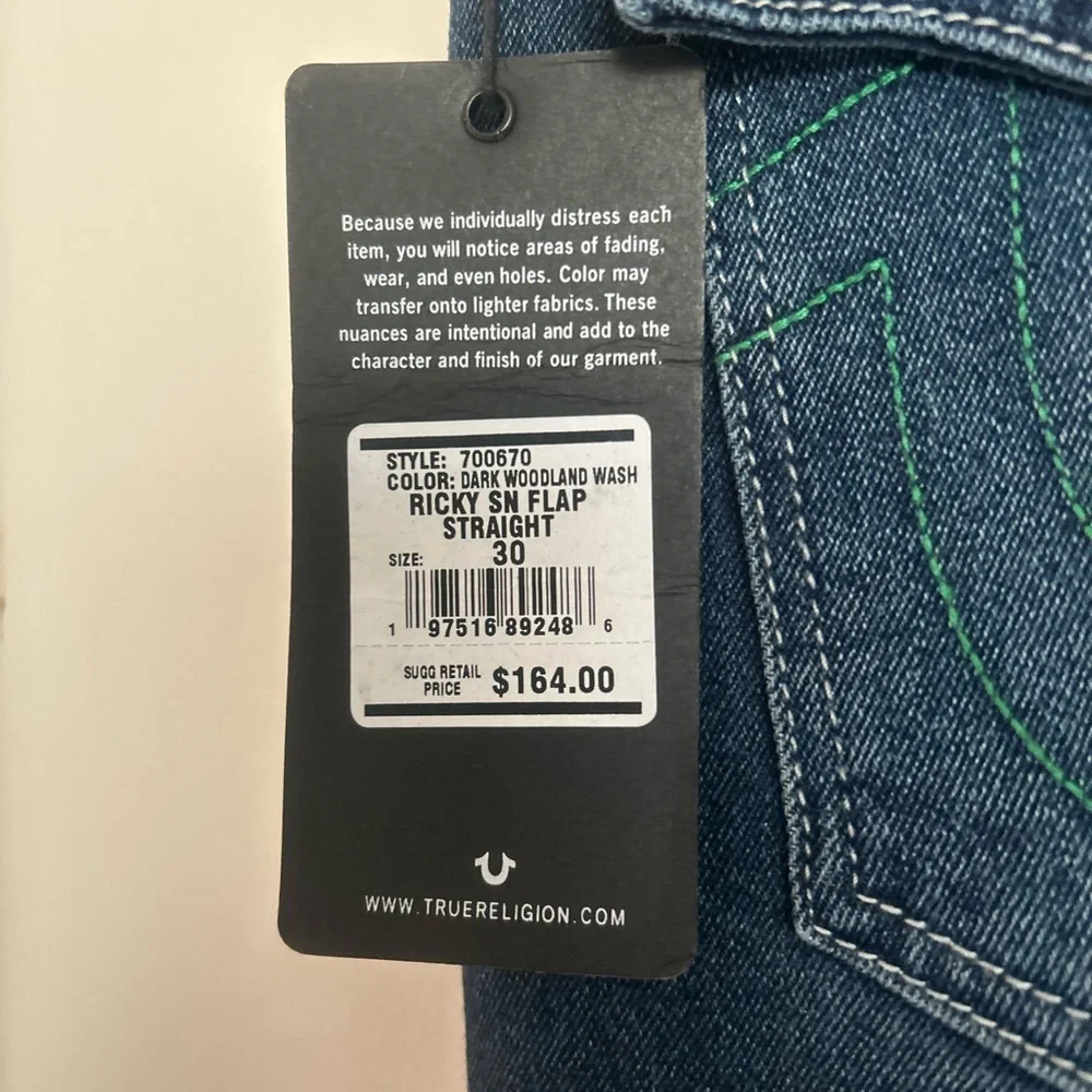 True Religion Dark Blue Men's Straight Jeans‎ 30/34